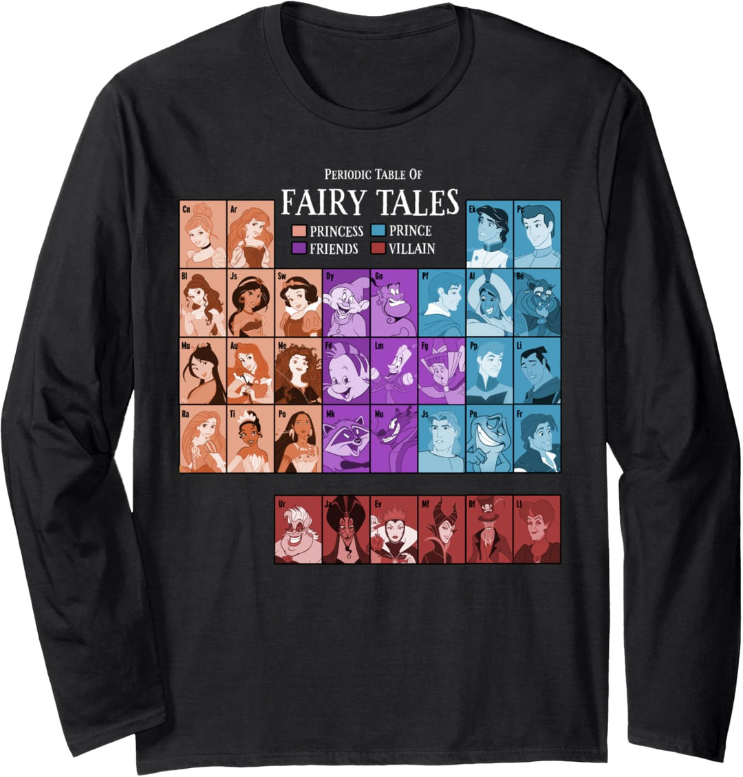 Disney Princess Periodic Table Of Fairy Tales Group Langarmshirt