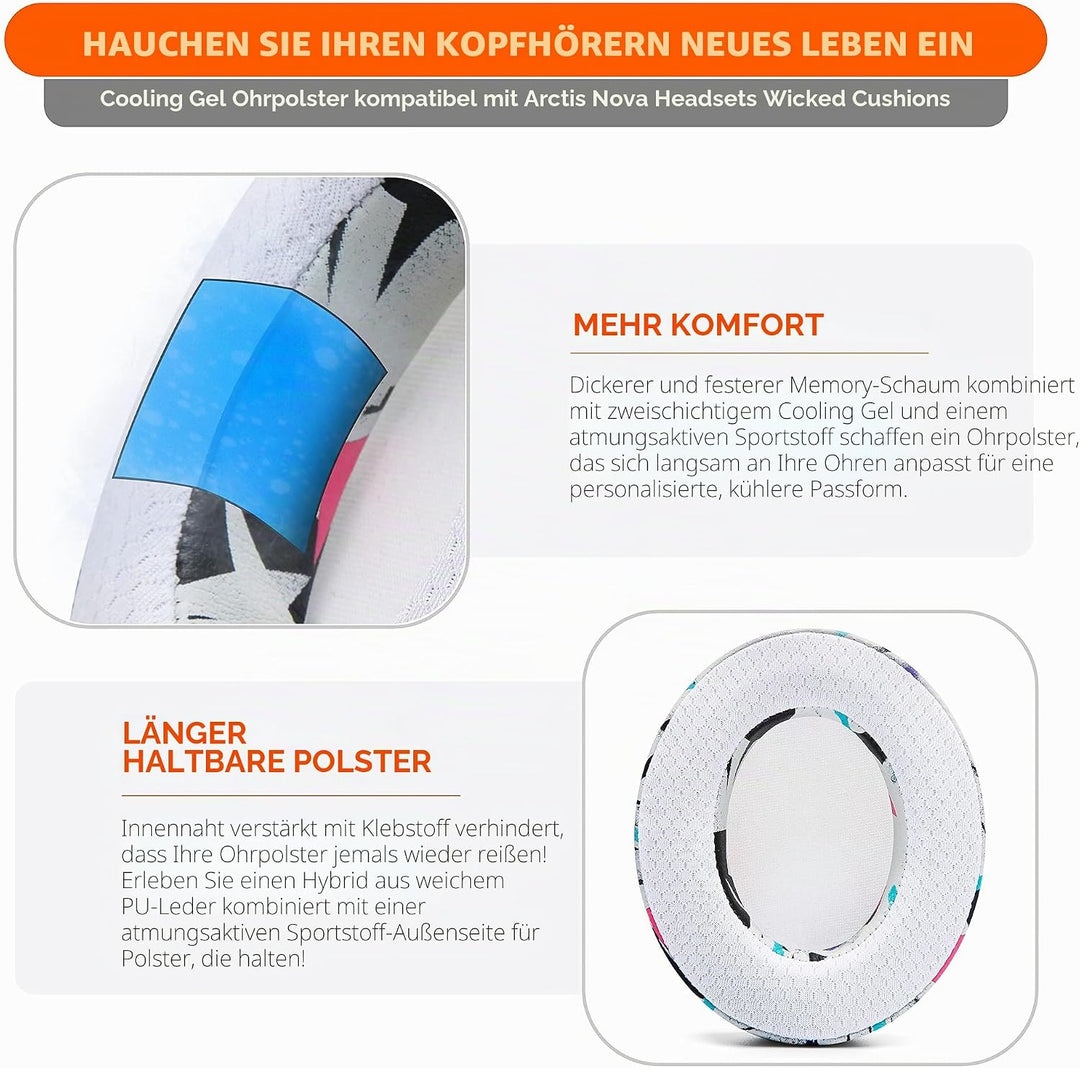 WC Freeze für Arctis Nova – Kühlgel-Ersatz-Ohrpolster für Arctis Nova Pro Wired, Nova 7, 3, 1 – Herg