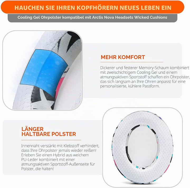 WC Freeze für Arctis Nova – Kühlgel-Ersatz-Ohrpolster für Arctis Nova Pro Wired, Nova 7, 3, 1 – Herg