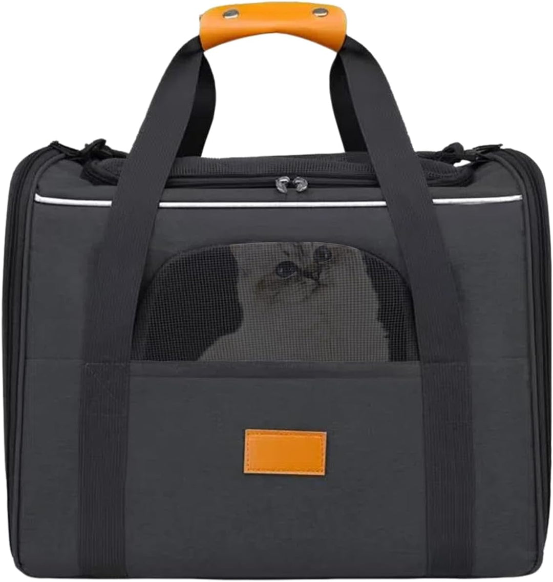 Katzentransporttasche Faltbar für Katzen &amp; Kleine Hunde, 45 × 33 × 35 cm (Schwarz), Schwarz