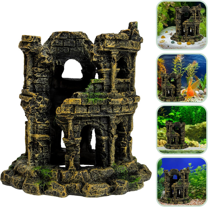 Happyyami Schloss Aquarium Dekoration Aquarium Versteck Ornament Versteckfelsen Für Aquarien 75-gall