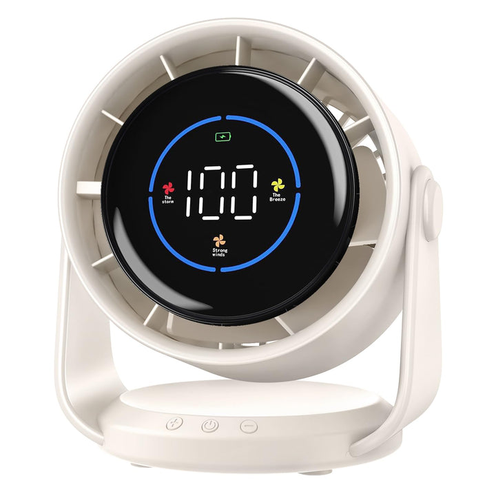 Tischventilator, USB Ventilator mit 100 Geschwindigkeitsstufen 105° Schwenkfunktion LED Display mit