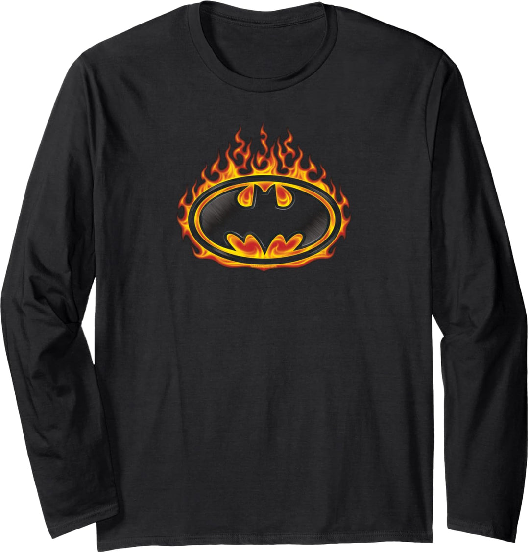 Batman Bat Flames Shield Langarmshirt