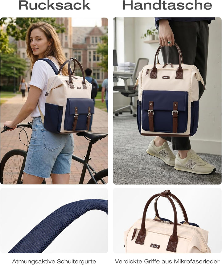 COOLIFE Rucksack Damen, 15.6 Zoll Laptop Rucksack, Leicht Tagesrucksack für Universitäten, Pendeln u