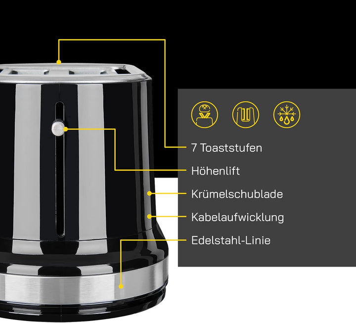 2-Scheiben-Toaster TOAST 2010 S | Integrierter Brötchenaufsatz | Toast-Zentrierung | Perfektes Toast