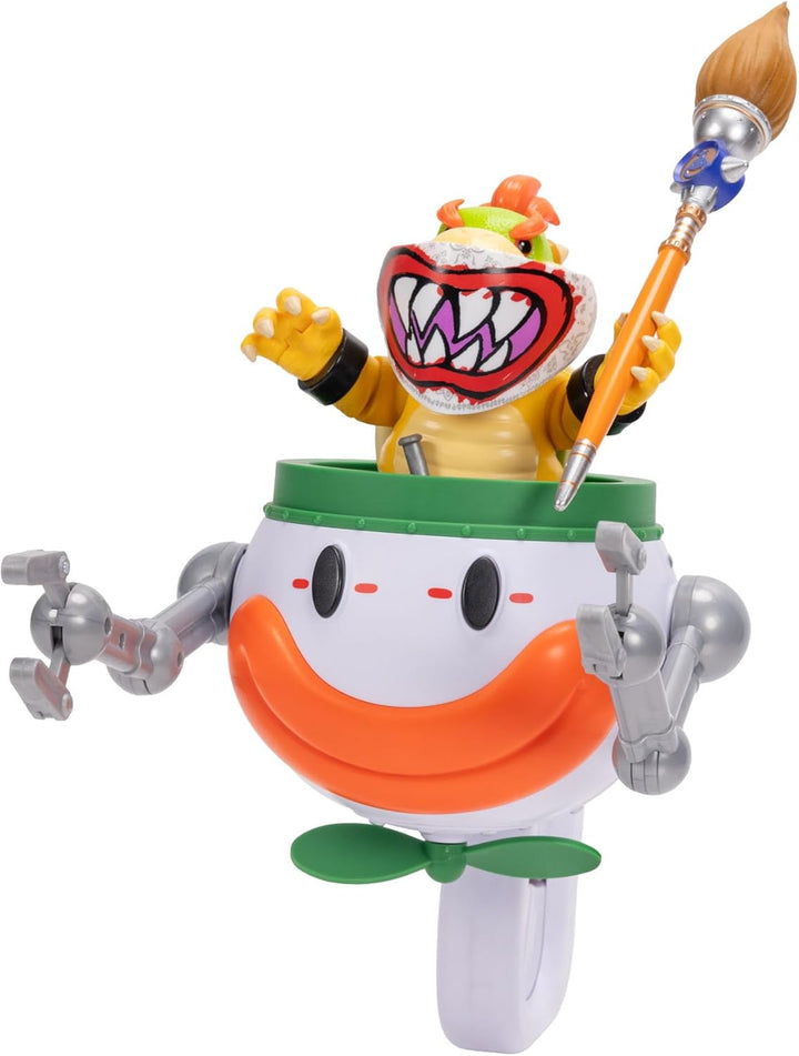 Der Super Mario Galaxy Movie – 13 cm grosse Bowser Jr.-Figur mit Clownauto, Pinsel und Wasser-Enthül