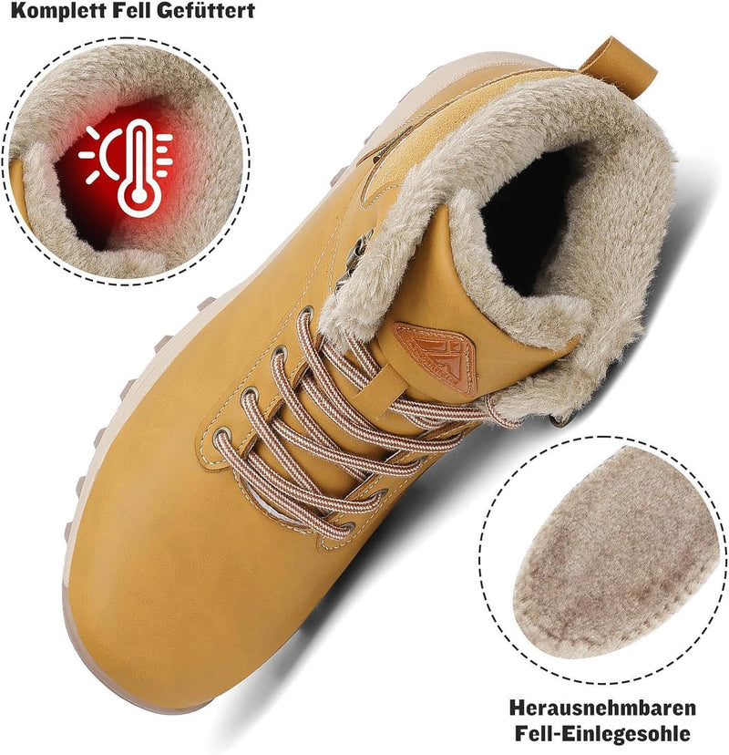 Mishansha Warme Gefüttert Winterschuhe Herren Damen Wasserabweisend Winterstiefel Wanderschuhe Gr.36