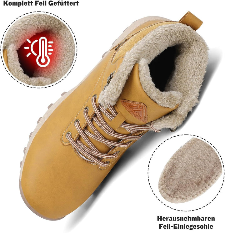 Mishansha Warme Gefüttert Winterschuhe Herren Damen Wasserabweisend Winterstiefel Wanderschuhe Gr.36