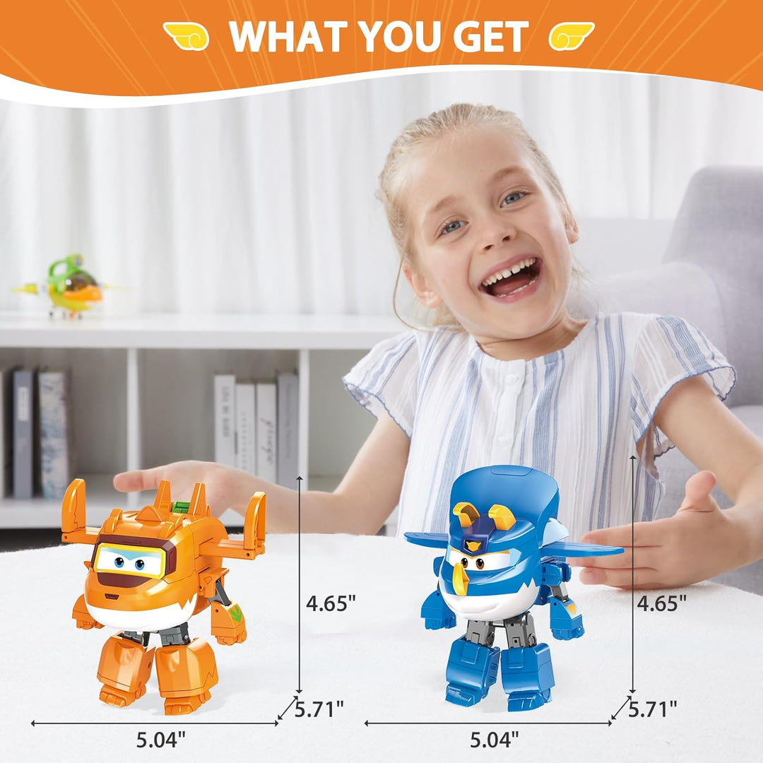 Super Wings Verwandelbares Roboterspielzeug 2PCS Trico & Stego, 3-in-1 Dinosaurier-Spielzeug 12,7 cm
