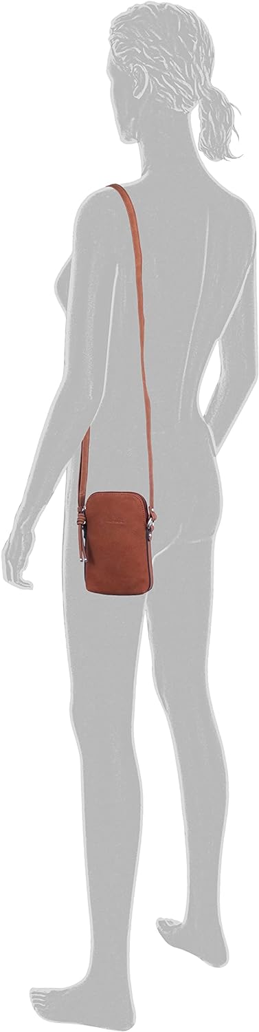 TOM TAILOR bags Caia Damen Handytasche Umhängetasche Klein 12 x 3,5 x 18,5 (LxBxH) Cognac, 12 x 3,5