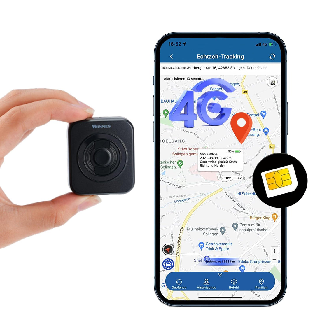 4G Mini GPS Tracker mit SIM Karte GPS Tracker Kinder mit SOS Alarm & Abnehmbar 3-IN-1 Rückseitencove