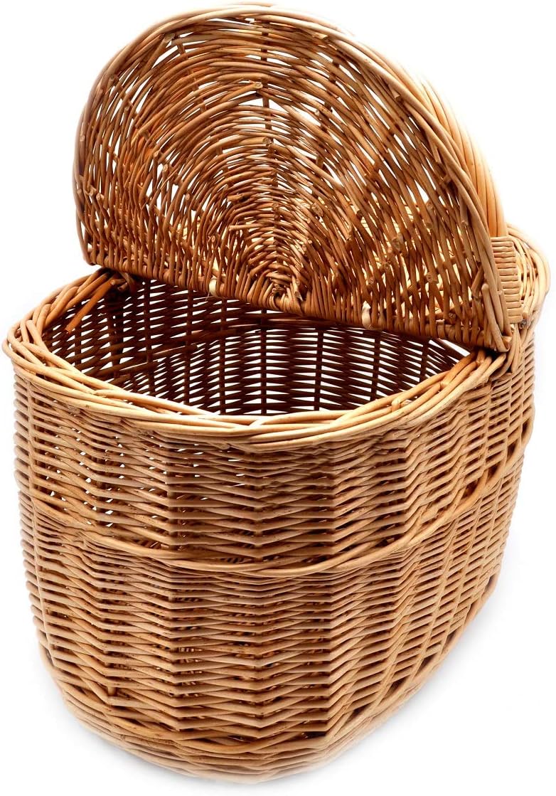 MyBer® Rattankorb Weidenkorb Korb Picknickorb Stabiler Tragekorb mit 2 Deckeln aus Rattan geflochten