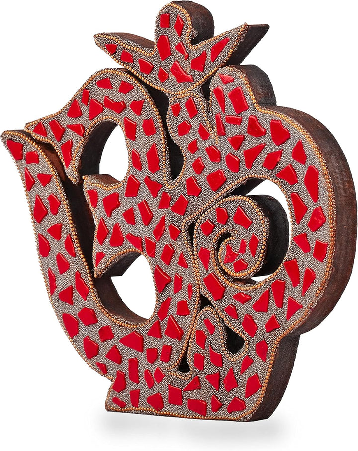 Wanddekoration aus Holz mit rotem Om-Symbol, handdekoriert, Om-Wandbehang für Wohnzimmer, Schlafzimm