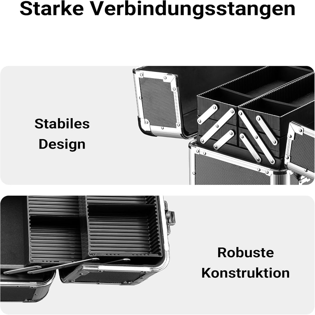 Wiltec Alu Transportkoffer, Aufbewahrungskoffer mit 2 Schlüsseln, Universalkoffer für Werkzeug, Hobb