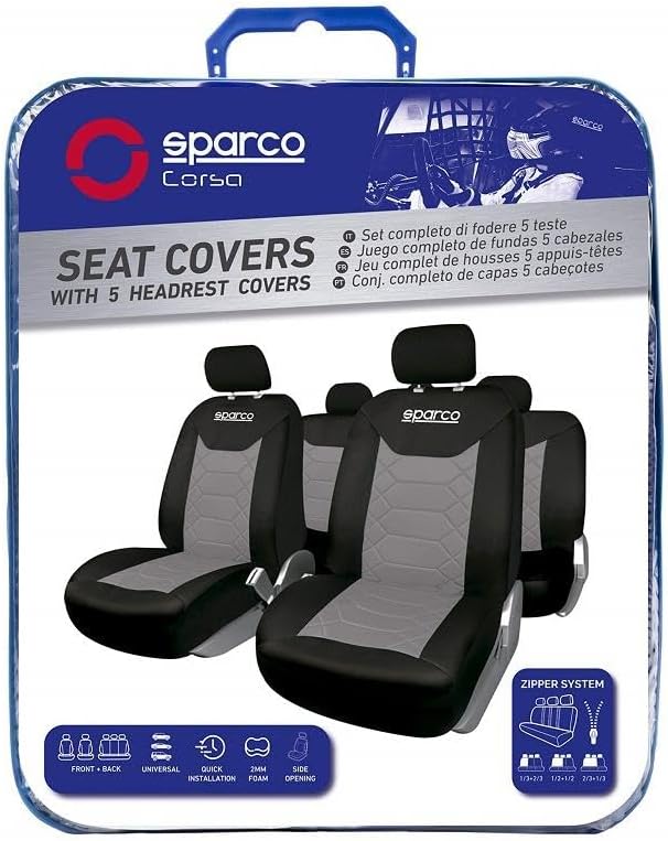 SPARCO SPC1016GR Komplettes Set Sitzbezüge Grau und Schwarz