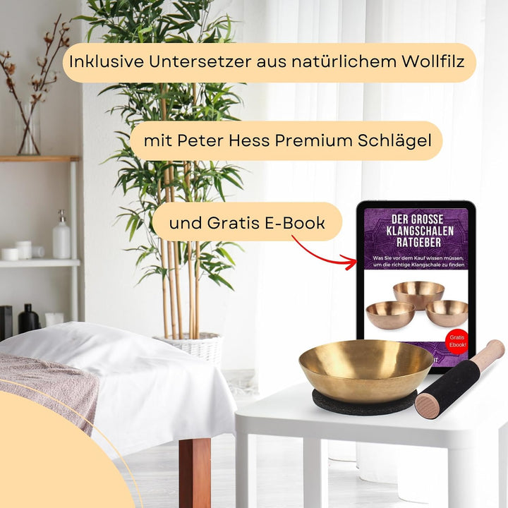 Peter Hess Therapieklangschale Kopfschale (14 cm, 250 g) mit hochwertigem Buchenholzschlägel, Filzun