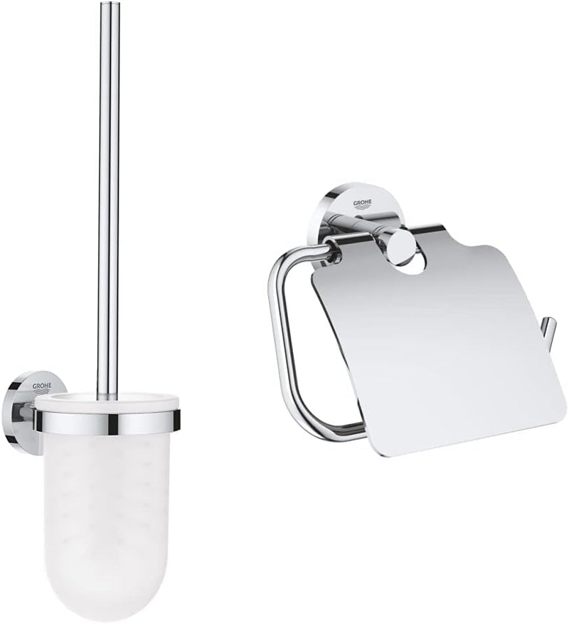 GROHE Essentials Bundle | Toilettenbürstengarnitur & Essentials WC-Papierrollenhalter | mit Deckel,