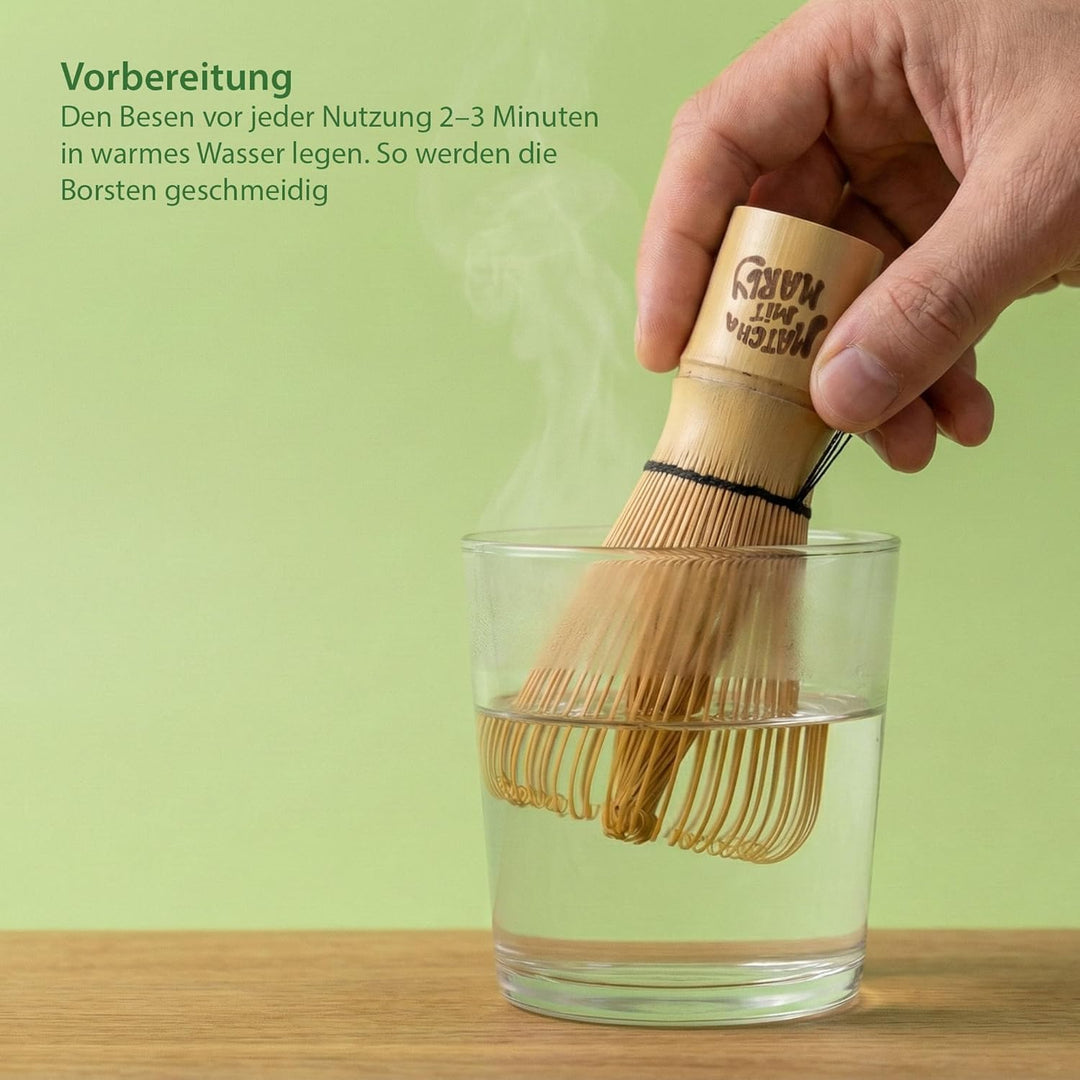Matcha Besen aus Bambus (Chasen) 100 Borsten | traditioneller Matcha Whisk für feinporigen Schaum |
