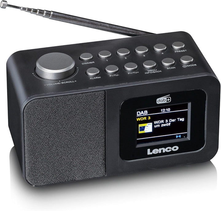 Lenco CR-625BK Radiowecker mit DAB+/FM, 2,4" Farbdisplay dimmbar, Doppelalarm, Sleeptimer, Schlummer