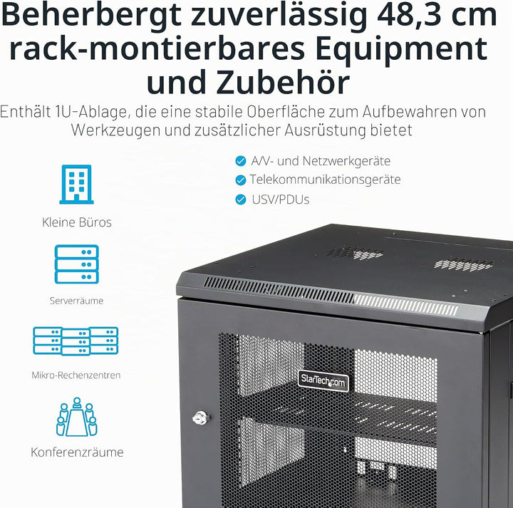 StarTech.com 9HE Wandmontage Serverschrank/Rack - 4 Pfosten Einstellbare Tiefe (5 bis 48 cm) Netzwer