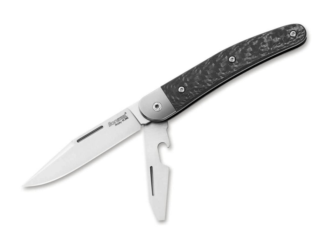 LionSteel Taschenmesser Jack Two CF - modernes Alltagsmesser mit Griff aus Kohlefaser - zweite Kling