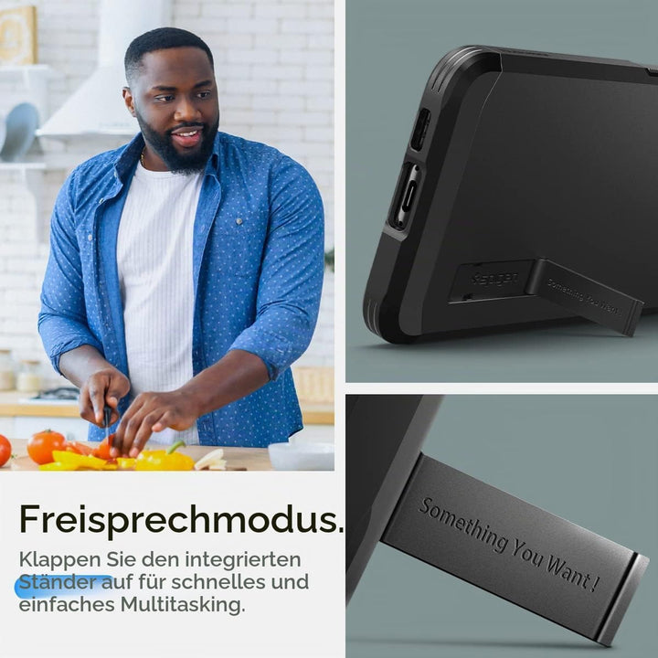 Spigen Tough Armor Hülle Kompatibel mit Samsung Galaxy S23 5G -Black S23 Schwarz, S23 Schwarz