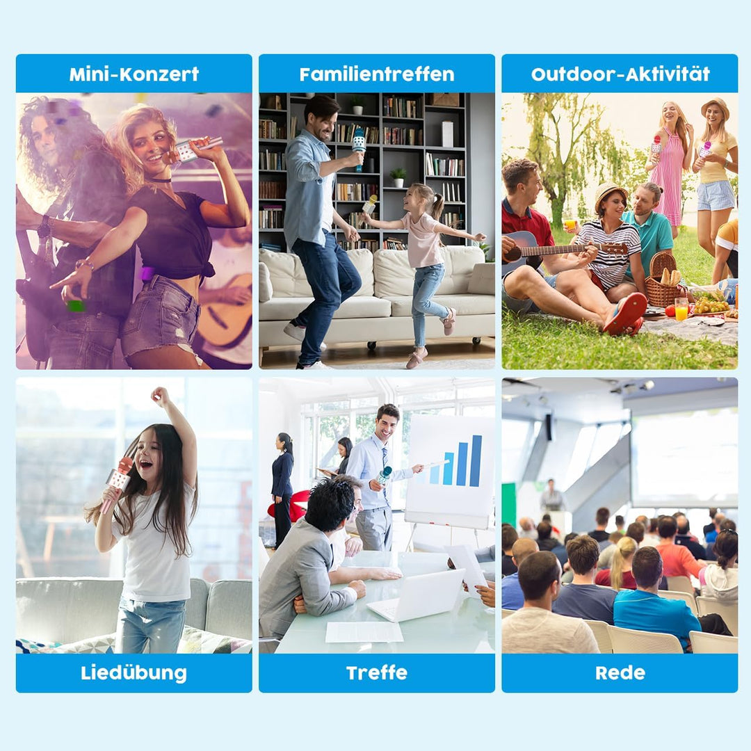 Karaoke Mikrofon, Microphone Spielzeug ab 3-11 Jahren, Geschenk Mädchen 3-9 Jahre, Bluetooth Mikrofo
