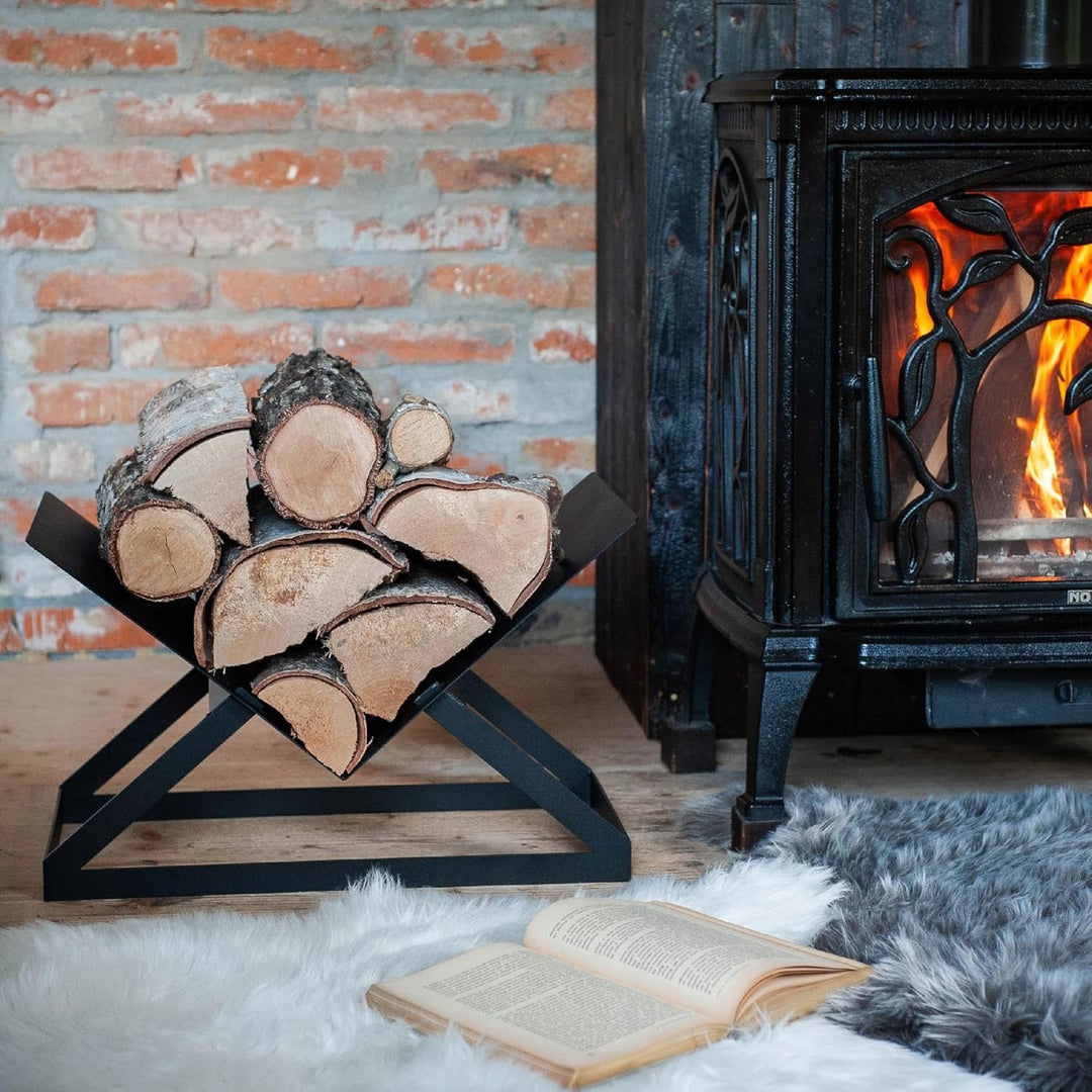 Kapaga - Holzkörbe, Kaminholzregal innen Metall, Holzlager innen, Feuerholzregal, Brennholzregal inn