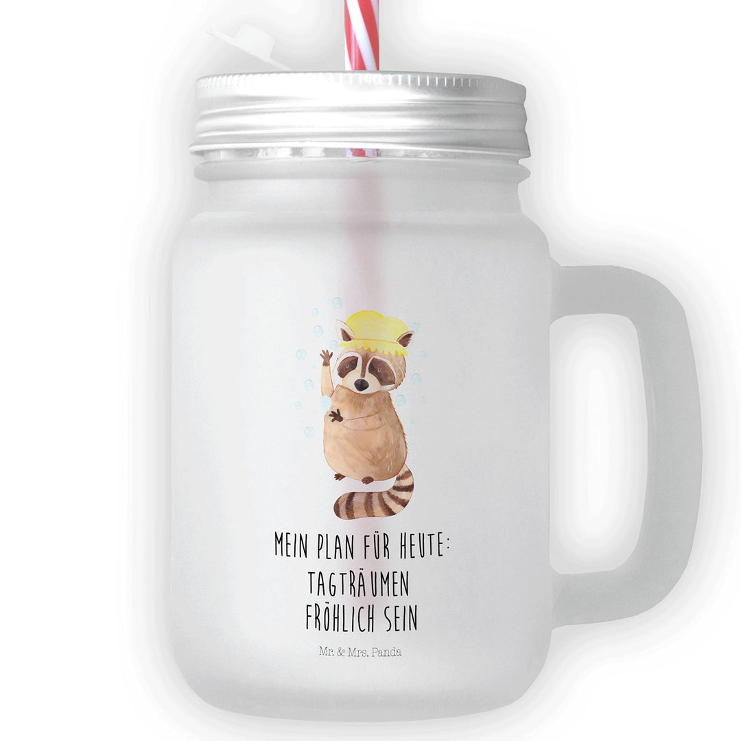Mr. & Mrs. Panda Trinkglas Mason Jar Waschbär - Geschenk, Schraubdeckel Glas, Plan, Gute Laune, wasc