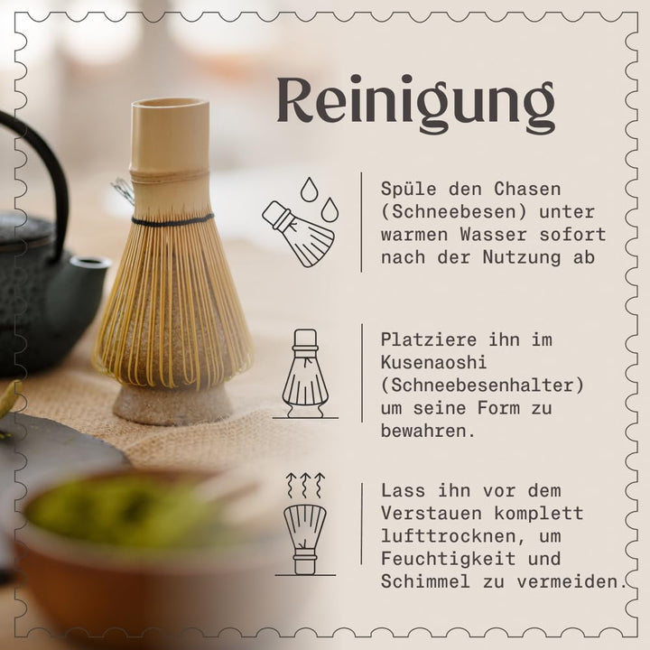 NaturaleBio Traditionelles Matcha-Set mit japanischem Matcha-Pulver in Premium-Qualität 50g, Bambusb