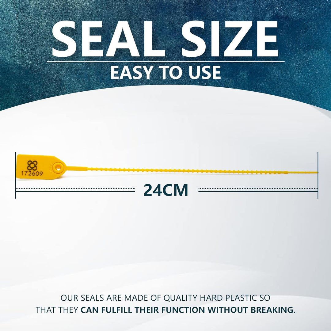 DOJA BARCELONA | Gelb Sicherheitsplomben aus Kunststoff | 100 Einheiten | 24 cm Lang | Plomben kunst