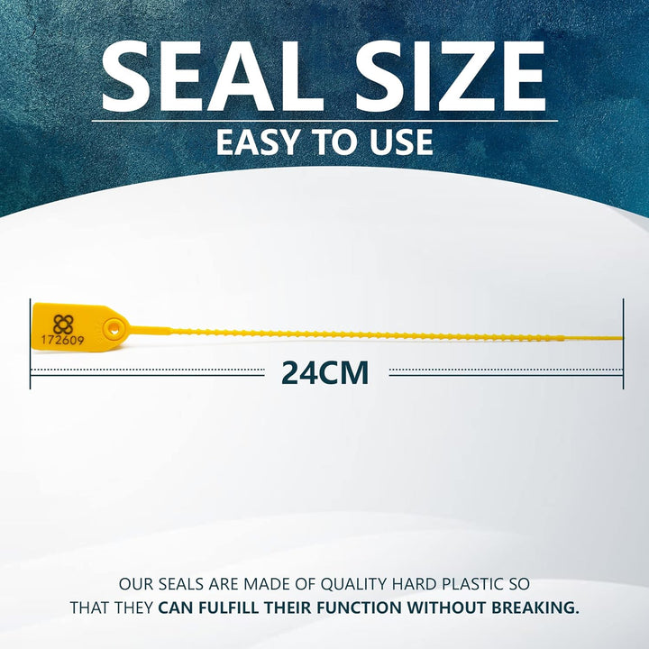 DOJA BARCELONA | Gelb Sicherheitsplomben aus Kunststoff | 100 Einheiten | 24 cm Lang | Plomben kunst