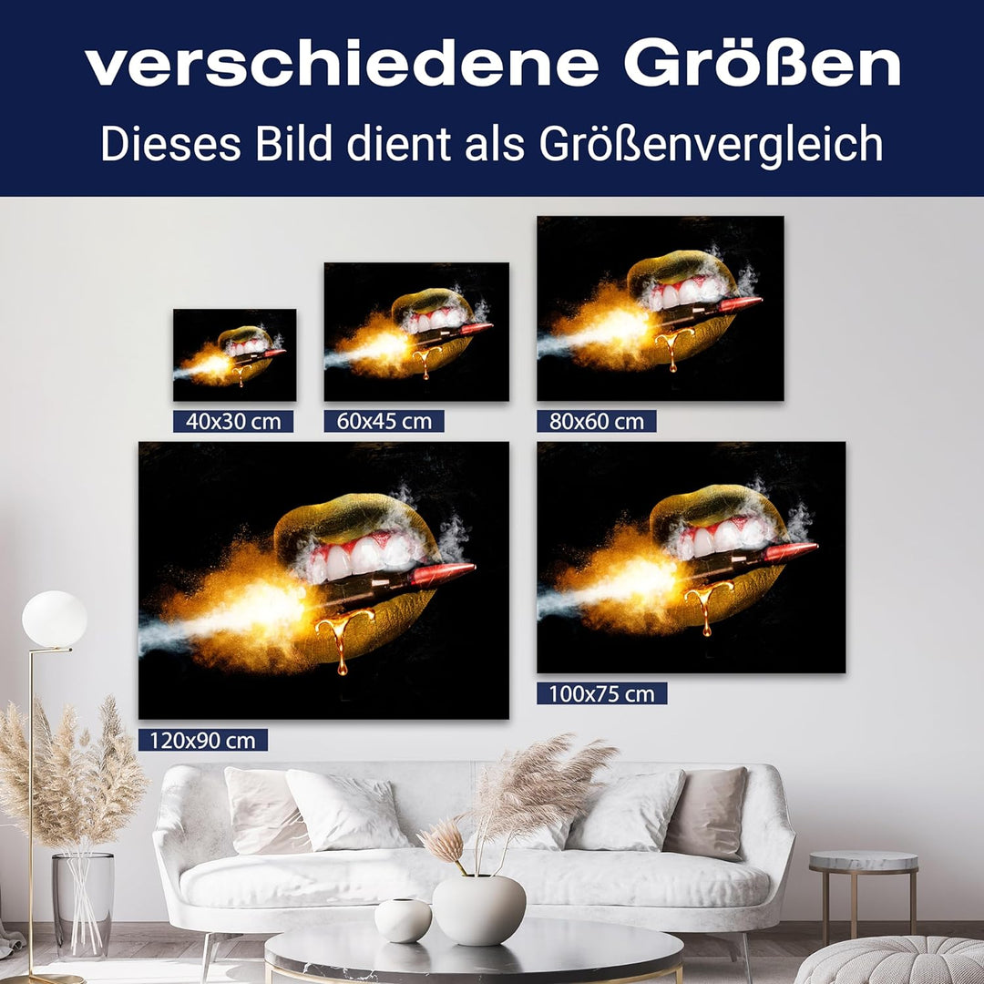 wandmotiv24 Leinwandbild 260 g/m² - Kunstdruck auf Leinwand - Wandkunst - Wandbild mit Frauen Lippen