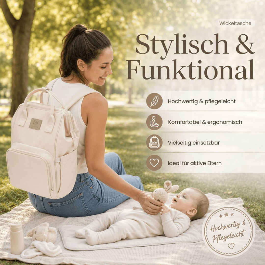 Fillikid Wickelrucksack Barcelona | Geräumiger & stylischer Rucksack mit vielen Fächern, isoliertem