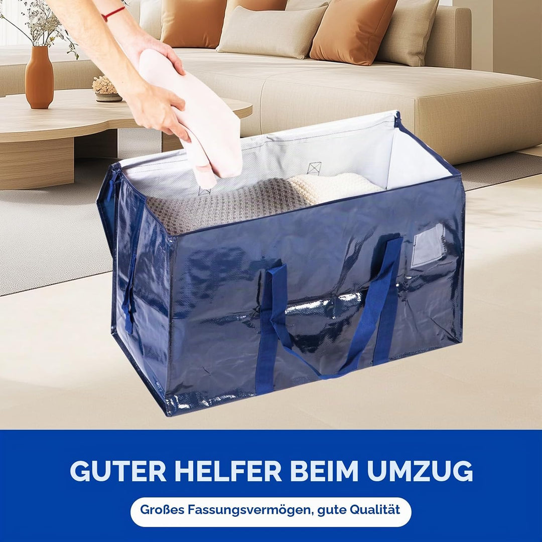 Umzugstaschen 93 L, 4er-Pack Aufbewahrungstaschen mit Reissverschluss, Umzugstaschen Heavy Duty Extr