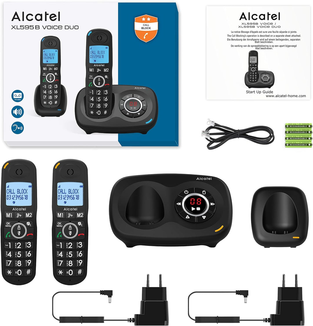 Alcatel XL595 Voice Duo schnurloses Grosstastentelefon mit Zwei Mobilteilen und Anrufbeantworter ext