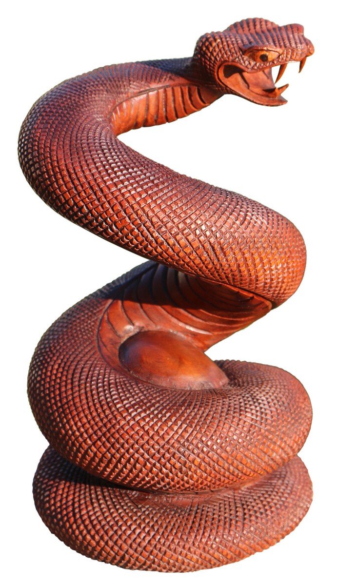 Wogeka Schöne Holz Schlange Statue Deko Tier Figur Dekoration Handarbeit Bali Snake04