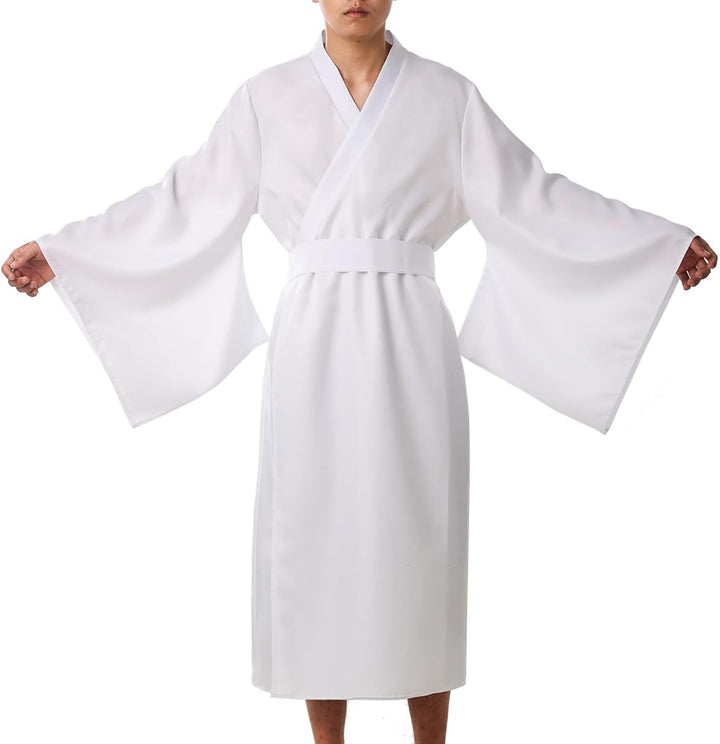 COSDREAMER Japanisches Yukata-Kimono-Kostüm für Herren, Kimono-Kostüm M Weiss, M Weiss