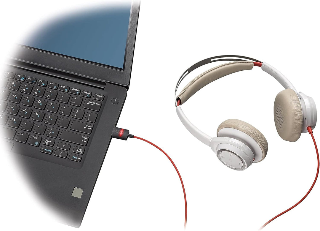 Plantronics Blackwire 7225 - Schnurgebundenes Stereo-Headset ohne Mikrofonarm, Weiss Weiss, Weiss