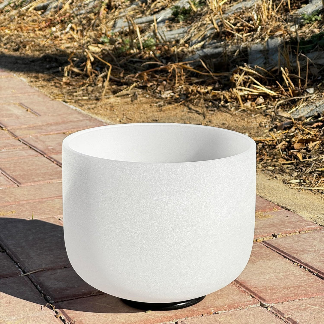 396Hz Solfeggio Frequency Throat Chakra Frosted Quartz Crystal Singing Bowl 8 Inch for Yoga,Sound He