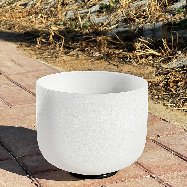 396Hz Solfeggio Frequency Throat Chakra Frosted Quartz Crystal Singing Bowl 8 Inch for Yoga,Sound He
