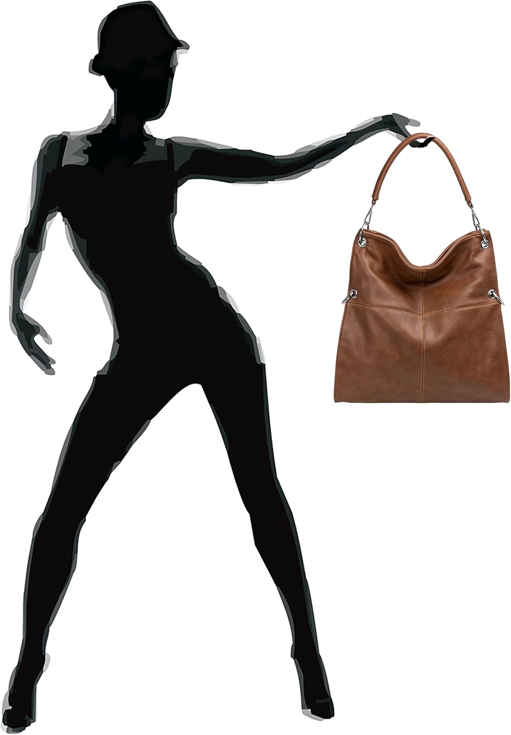 Caspar TS561 Damen Multifunktions Schultertasche Braun, Braun