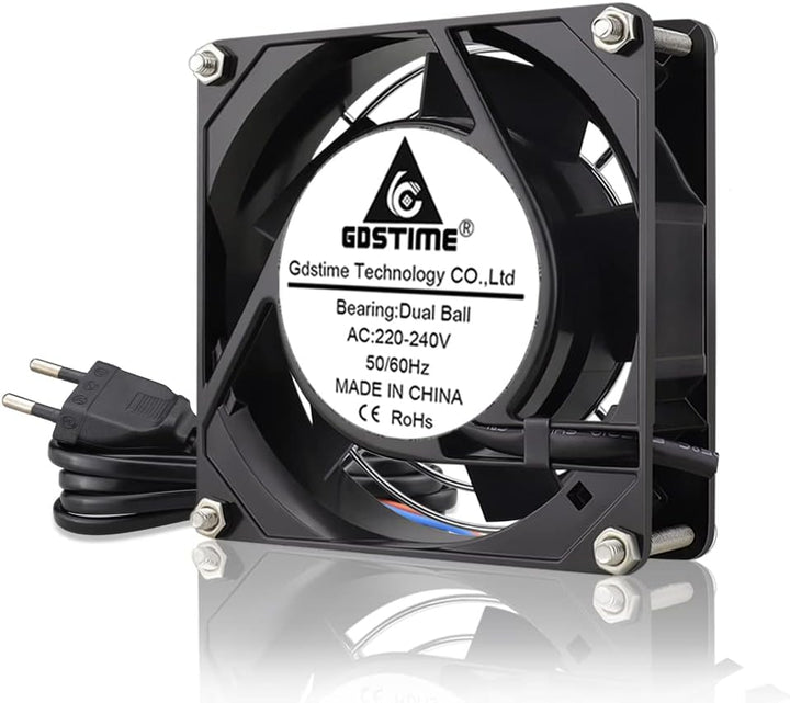 GDSTIME 230V Lüfter 92mm AC 92 x 25mm 220V Lüfter Dual Kugellager Axiallüfter, 92 x 25mm