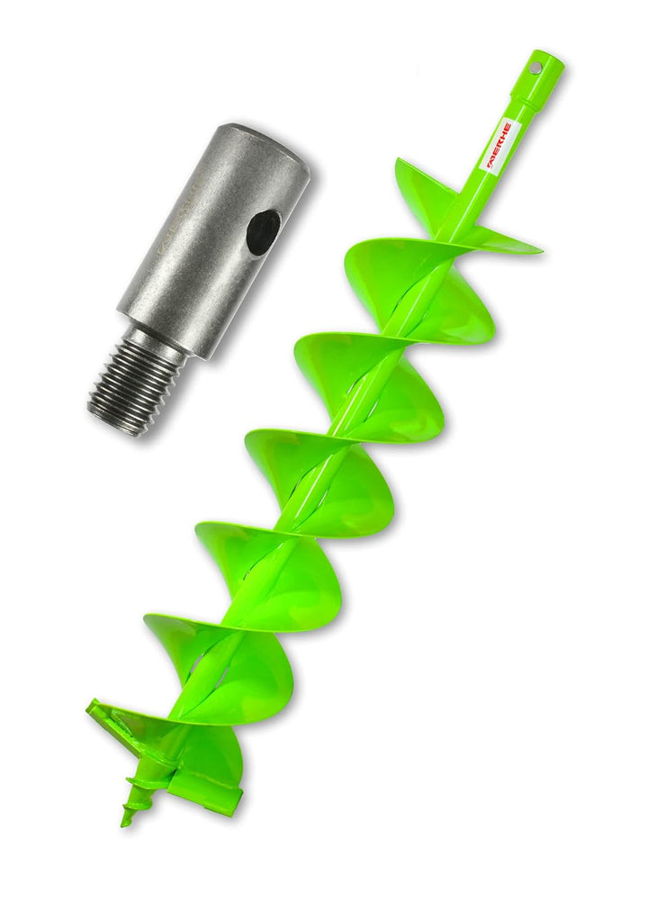 WERHE® Profi Bohrer, Erdbohrer für bohrmaschine 150 mm DoppelWelle robust mit m14 Adapter - Pfahlboh