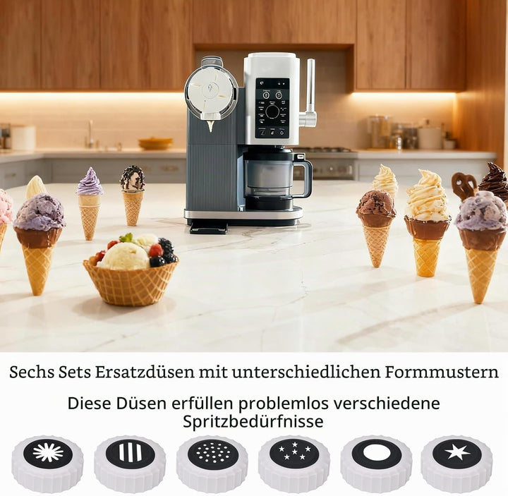 6 Sets Wirbeldüse für Ninja Swirl Creami Pints Deckel, weiche Servierdüse für Ninja Swirl Creami NC7