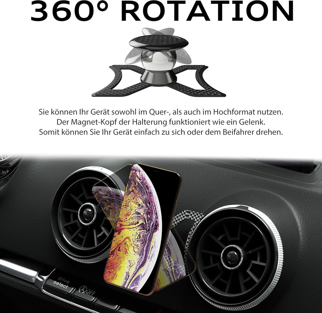 magnetische Handyhalterung kompatibel mit Audi A3/S3/RS3 aus echter Carbonfaser | Universelle Halter