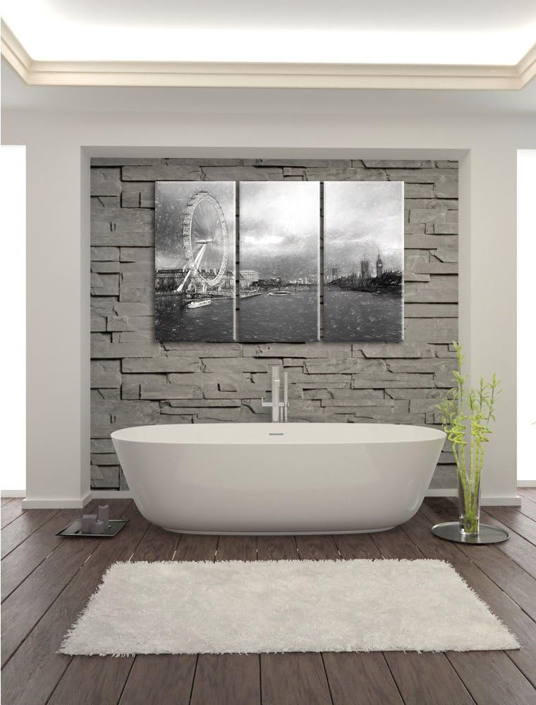 Pixxprint Riesenrad London Eye als Leinwandbild/Grösse: 3 Teilig (120x80) cm/Wandbild/Kunstdruck/fer