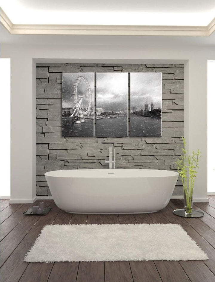 Pixxprint Riesenrad London Eye als Leinwandbild/Grösse: 3 Teilig (120x80) cm/Wandbild/Kunstdruck/fer