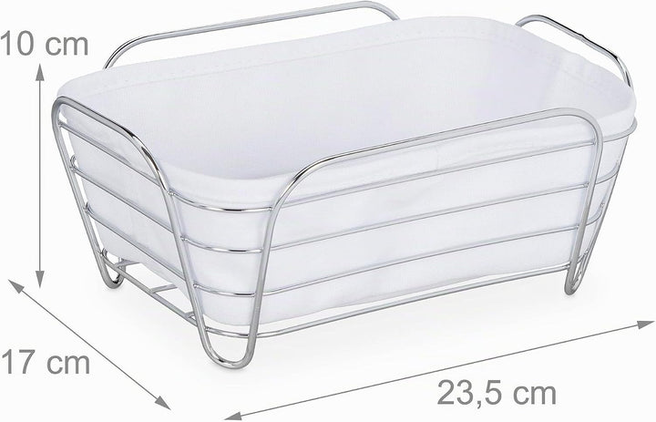 Relaxdays Brotkorb Metall mit Stoffeinsatz, eckig, Frühstückskorb für Brot &amp; Brötchen, HBT: 10 x 23,
