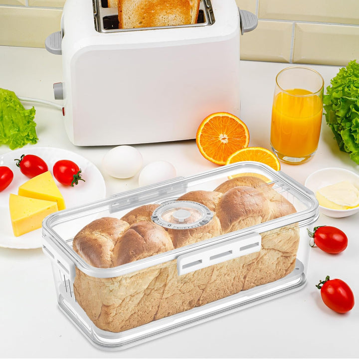 Hejo Brotkasten Gross, Transparente Brotbox, Brottopf aus PET Material, Timing Brotaufbewahrung, Toa